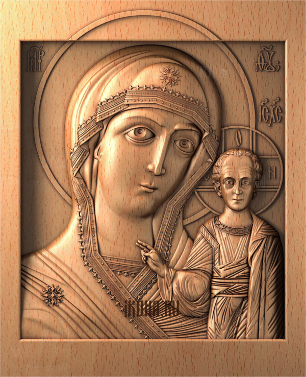 Казанская икона Божией Матери. Дуб и бук. 480-391-40