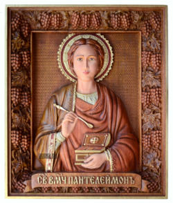Икона Св. Пантелеймон, правосавная роспись, 250-300-40 мм