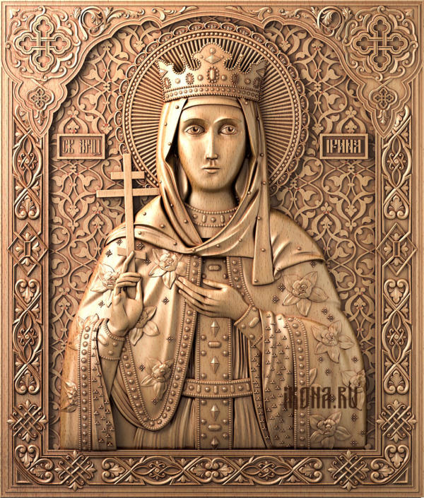 Святая Ирина, резная икона из массива бука