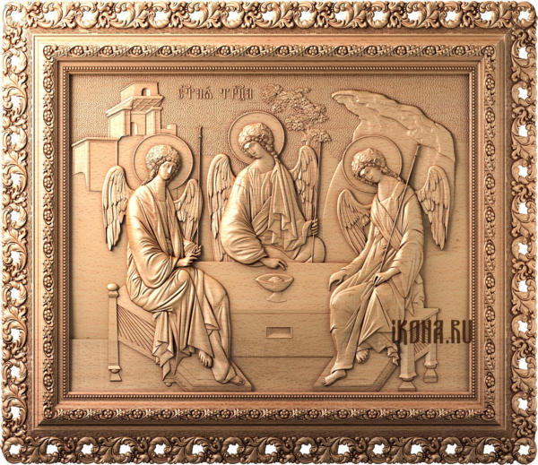 Икона Троицы. 300-346-40 мм. Патина.