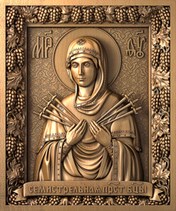 Божья матерь Семистрельная. Размер иконы: 140-117-20.