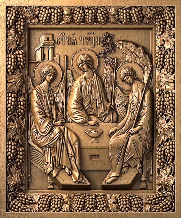 Икона Троица. Массив бука. 140-117-20 мм